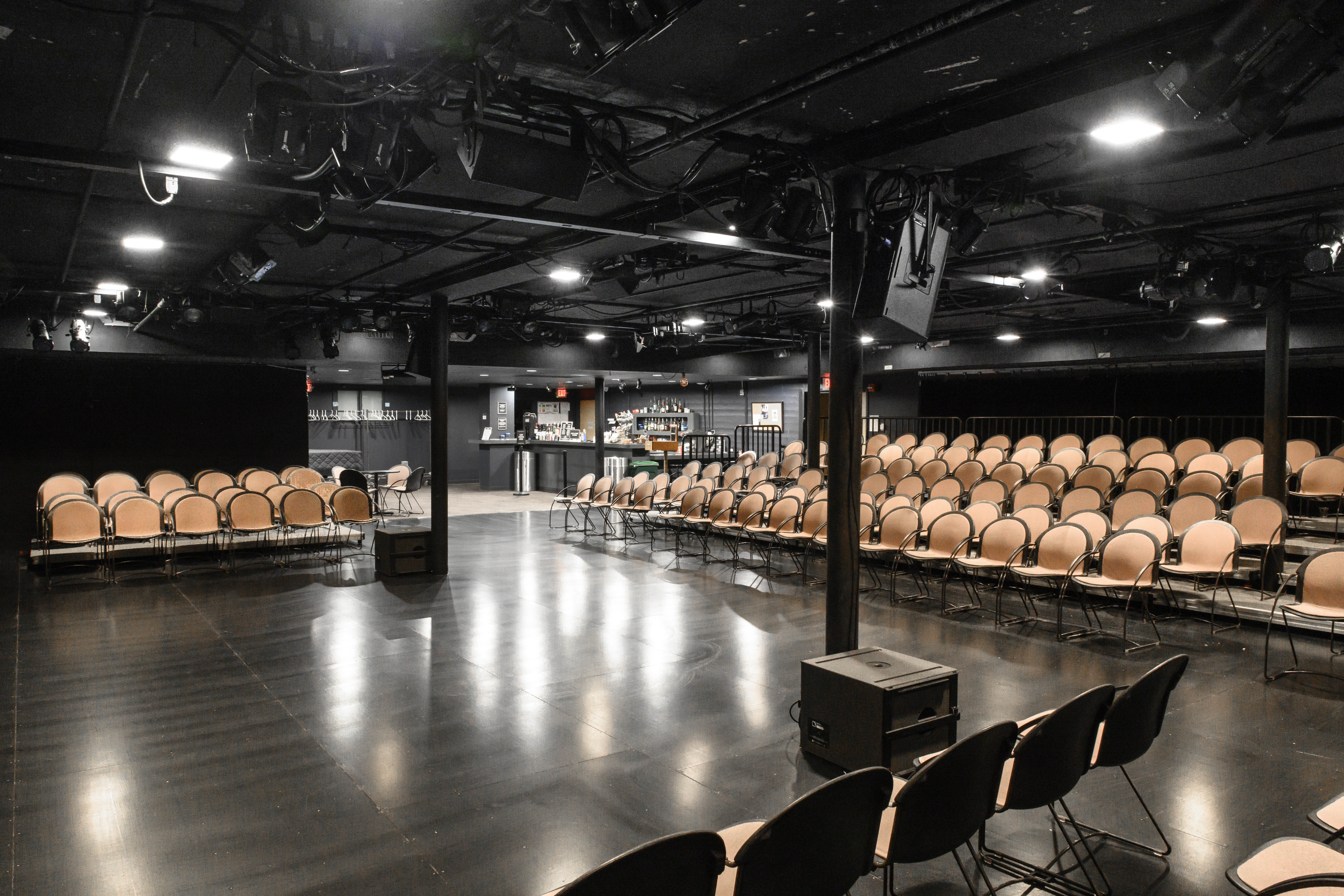 Interior photo of Flynn Space with seating in the round.