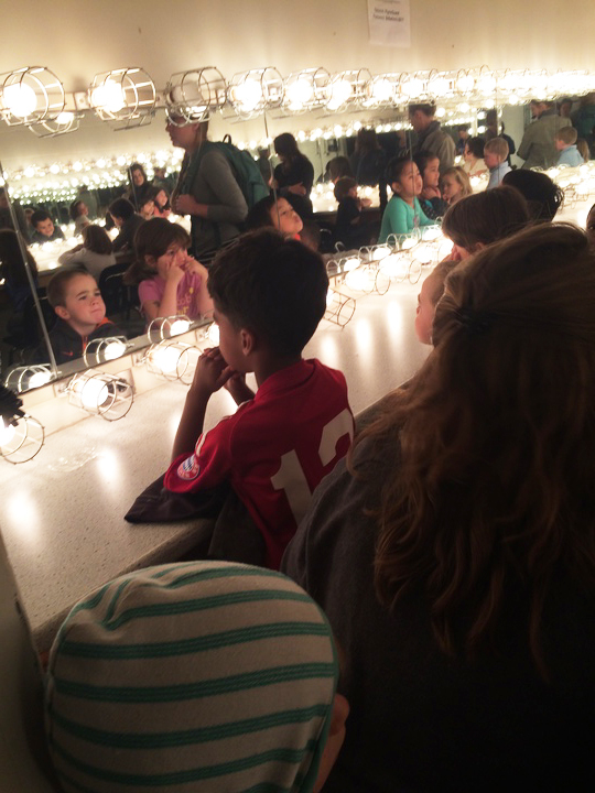 IAA kindergarten class Flynn tour - pictured in the chorus dressing room