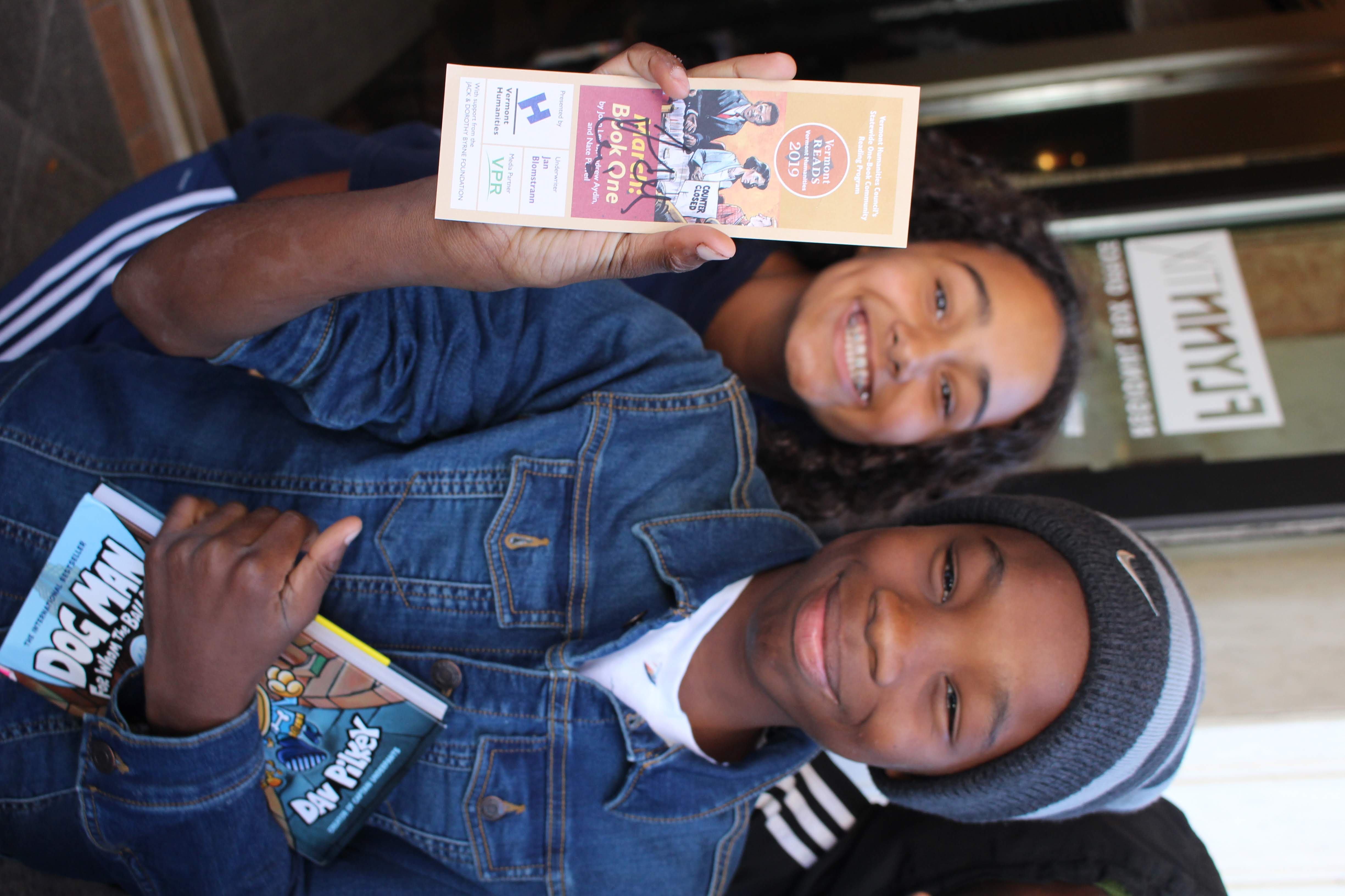 Students in attendance at the Vermont Reads presentation of MARCH -- a Visit with Crongressman John Lewis and Andrew Aydin